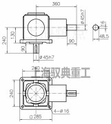 傘齒輪轉向箱T10-1-D外型安裝尺寸CAD圖
